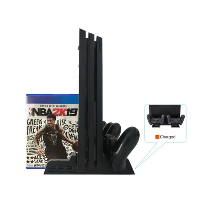 

For PS4 / PS4 Pro / PS4 Slim Console Cooler Vertical Stand 2 Controller Charging Dock 2 Cooling Fan For Sony Playstation 4