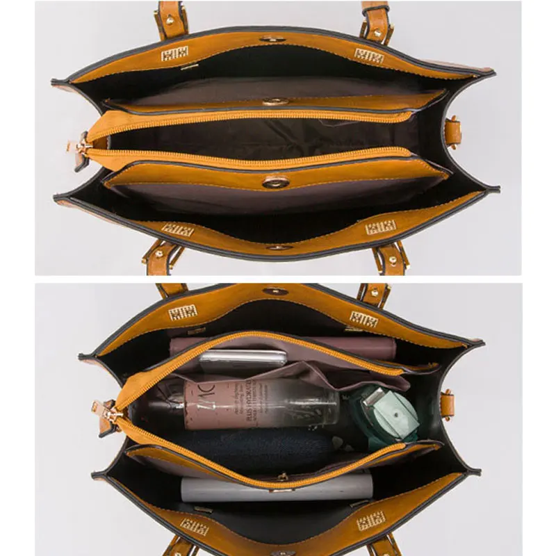 

Leather Women Shoulder Bags Vintage Large Capacity Tote Handbag European style Designer Crossbody Bag Sac A Main Femme