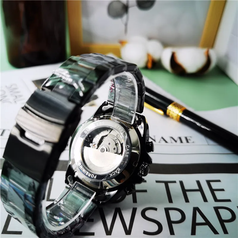 Forsining 2020 Three Dial Stainless Steel Men Mechanical Automatic Watch For Man Luxury Wrist Watches Military Sport Male Clock | Наручные