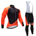 Зима 2020, оранжевая командная велосипедная куртка, комплект велосипедных штанов 20D, Мужская термальная флисовая спортивная одежда