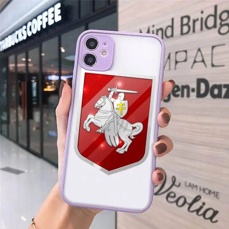

Republic Belarus National flag Phone Cases Matte transparent For Purple iPhone 12 Mini 11 Pro XR XS Max 7 8 Plus X Back Cover