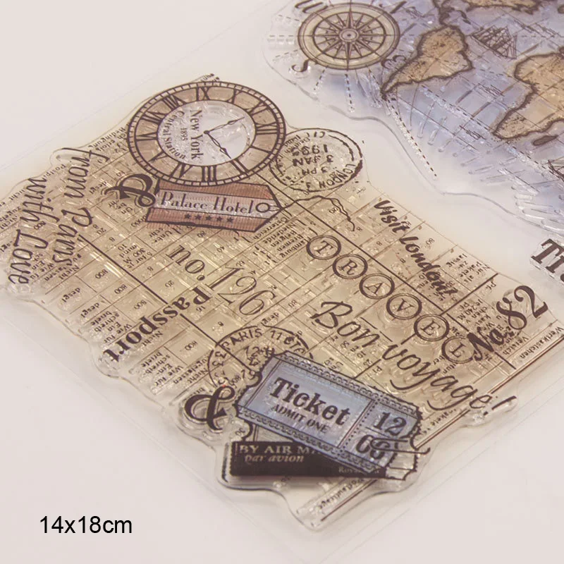 Силиконовые прозрачные штампы дорожный билет компас резиновый штамп товары для