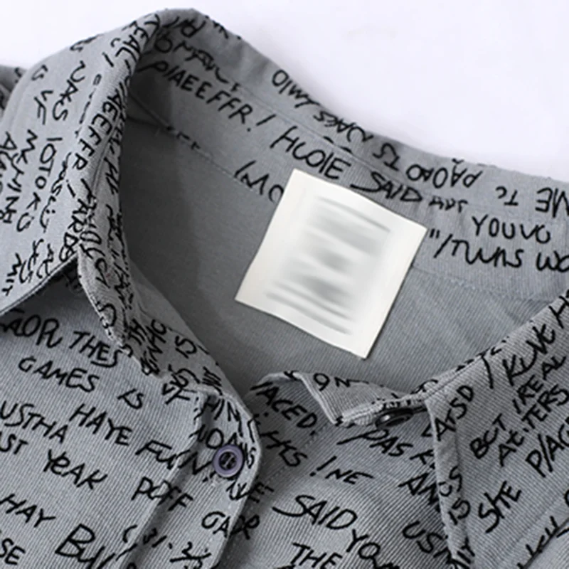 

CHICEVER Corduroy Shirt For Women Lapel Long Sleeve Letter Print Designer Oversized Casual Blouse Female 2020 Autumn Clothes New