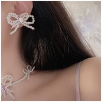 u magical fairy luxury beaded simulation pearl dangle earring for women bowknot hollow out rhinestone earring jewelry pendientes