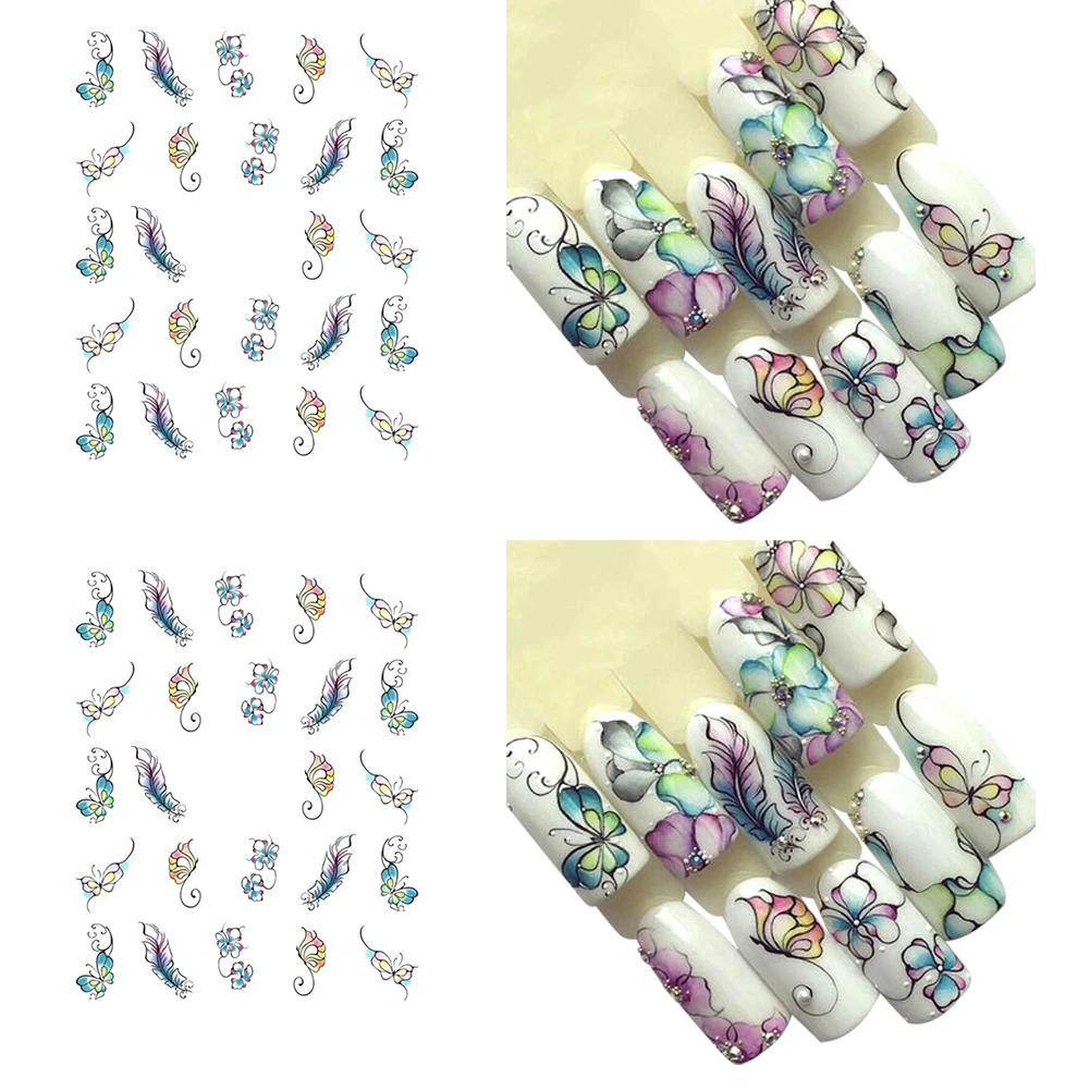 1 шт. Цветочные слайдер Водные Наклейки переводная наклейка для нейл арта