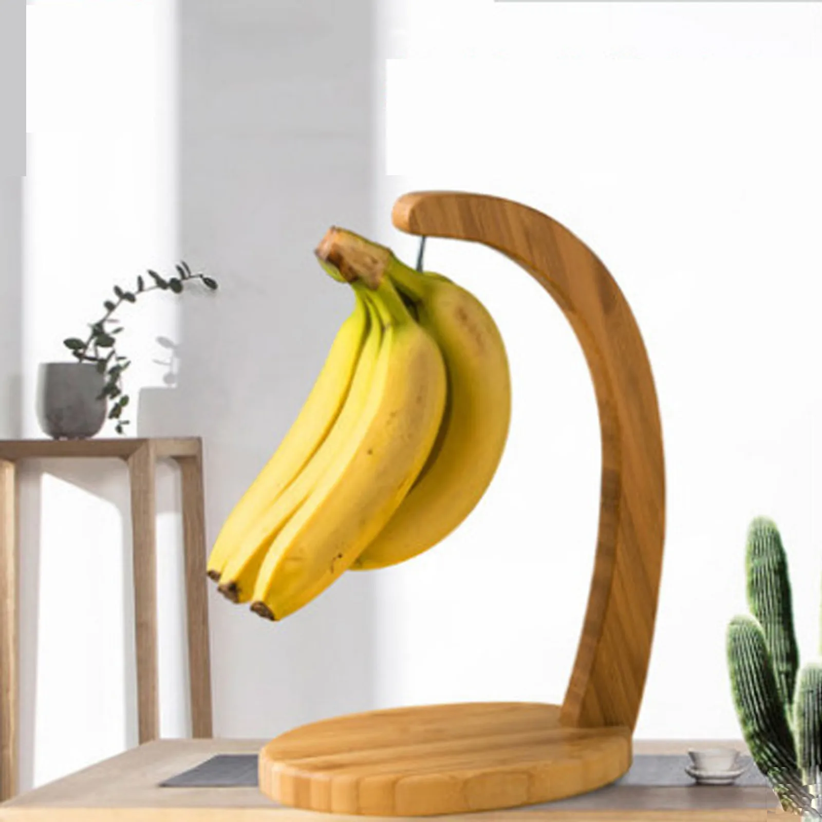 

Countertop Fruit Storage Banana Hanger Bamboo Holder Stand Sturdy Foldable Display With Hook For Home Storage Holders Household