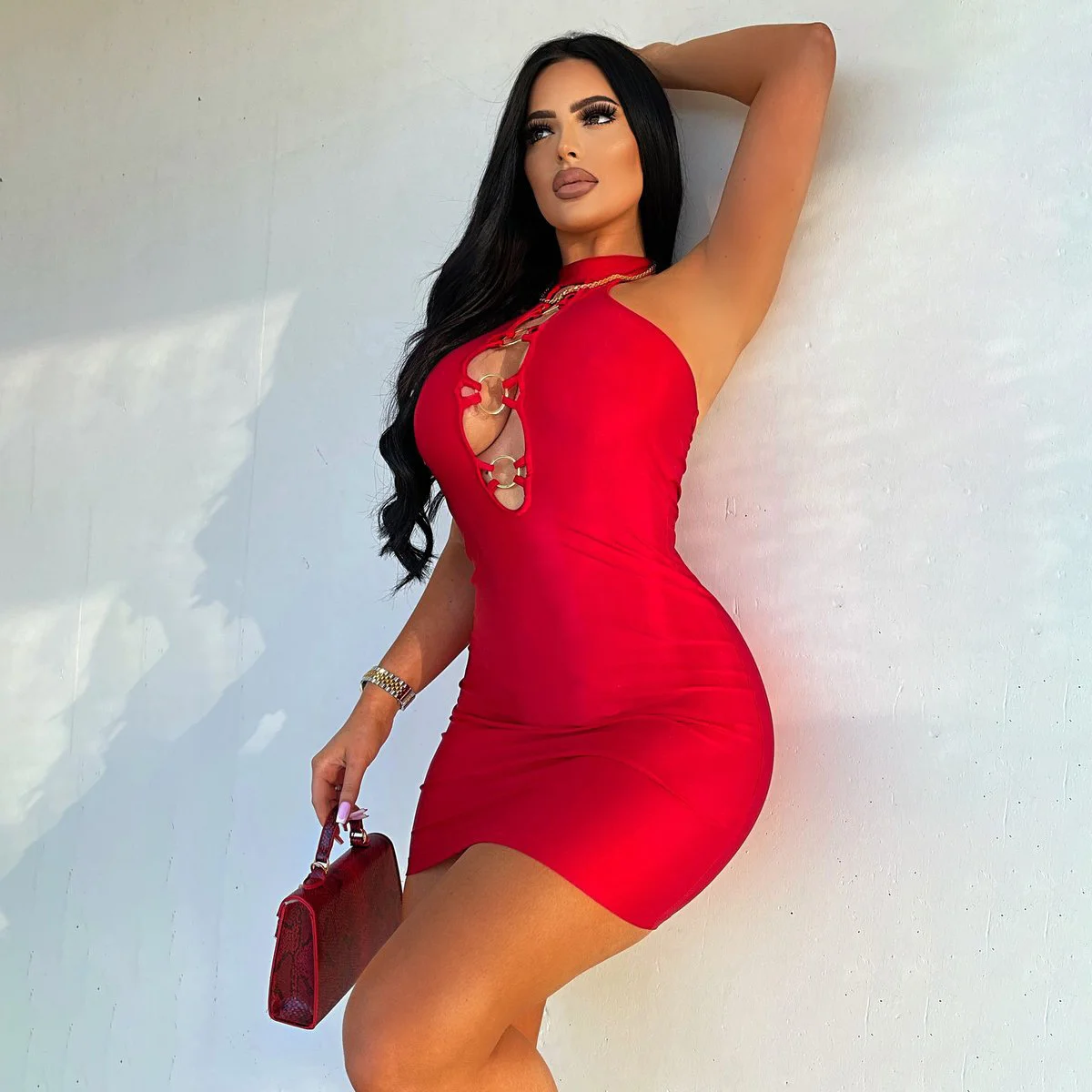 Женское платье без рукавов с круглым вырезом и открытой спиной - купить по