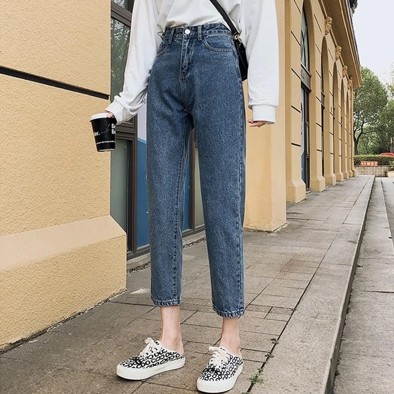 

SOUGEN High Waist Jeans Casual Jeans for Women Autumn Winter Plus Size Denim Pants New Designed Flare Pants Washed Cotton 2020