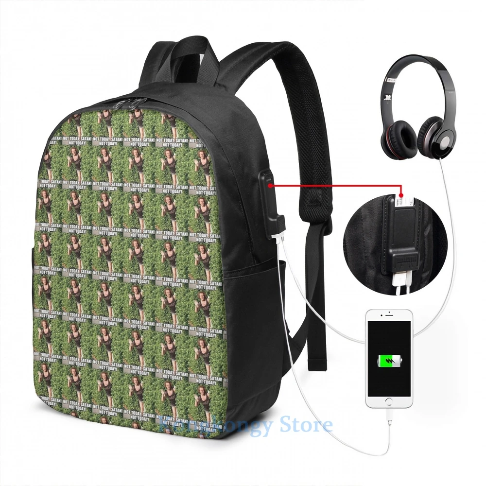 Забавный графический принт Not today сатана Ричард Симмонс мем USB-зарядка Рюкзак