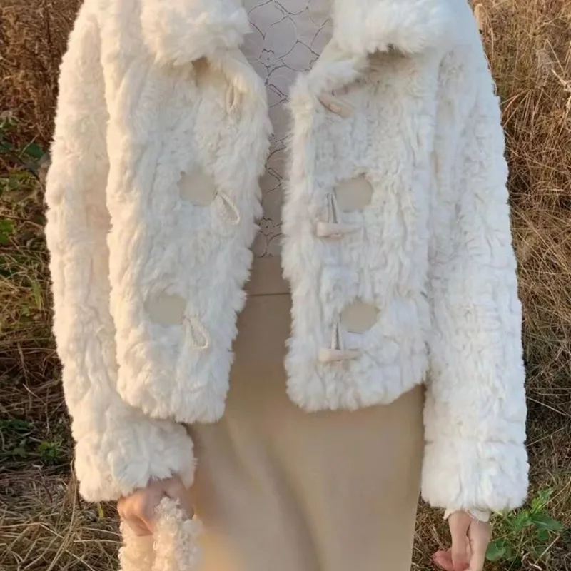 

Autumn Women Faux Fur Teddy Basic Jackets Outerwear & Coats Female Overcoat Winter Coat Womens Fashion Vintage Wool Blend