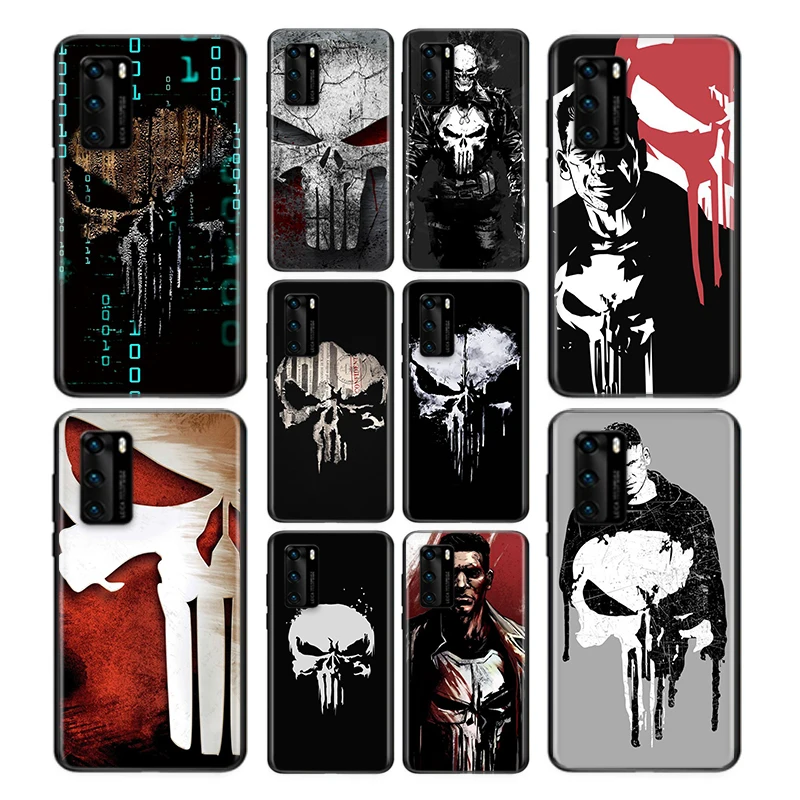 

Phone Case Marvel Punisher For Huawei P40 P30 P20 P50 Pro Plus P10 P9 P8 Lite 2019 2017 RU E Mini Soft Black Cover