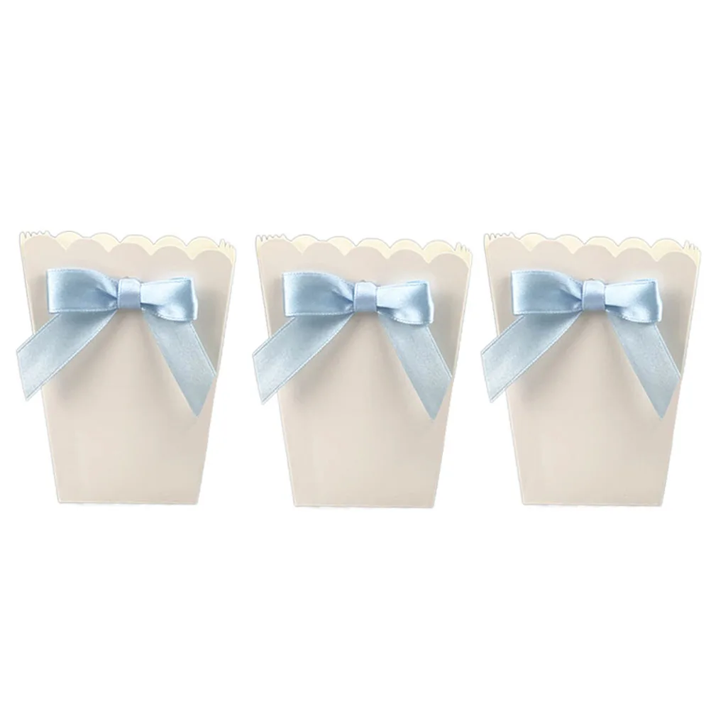 Sky blue 12pc Bow Popcorn Box Party Supplies Paper Popcorn Boxes Bags Candy Snack Treat Boxes Food Container Birthday Baby Shower Wedding - Color: Sky blue