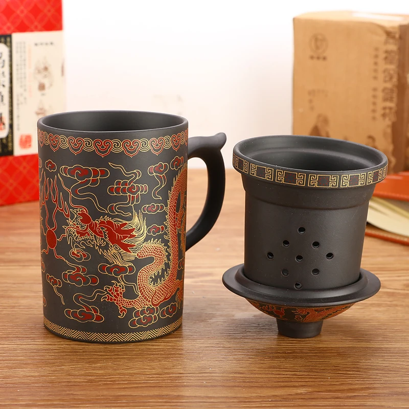 Чашка для воды с рисунком дракона аксессуары чая фиолетовый песок посуда Кунг Фу
