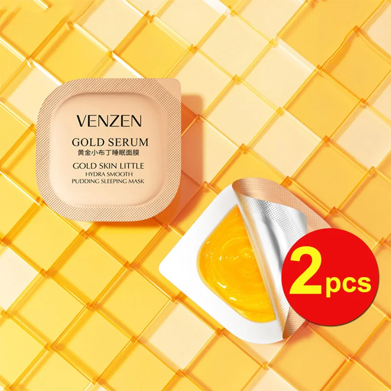 

2 Pcs/Lot Golden Pudding Sleeping Mask Brightening Whitening Hydrating Disposable Shrink Pores Skin Care Refreshing Anti-Aging