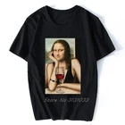 Корейская повседневная женская футболка с коротким рукавом в стиле Моны Лизы, Винтажная Футболка большого размера в стиле Harajuku Ulzzang