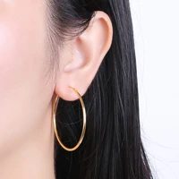 15 50mm circle 1 5mm thin hoop earrings fashion genuine 100 sterling silver 925 big huge for women large round ear jewelry gift