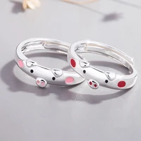 2021 silver plated ring couple student cute piggy zodiac animal epoxy ring ring open jewelry