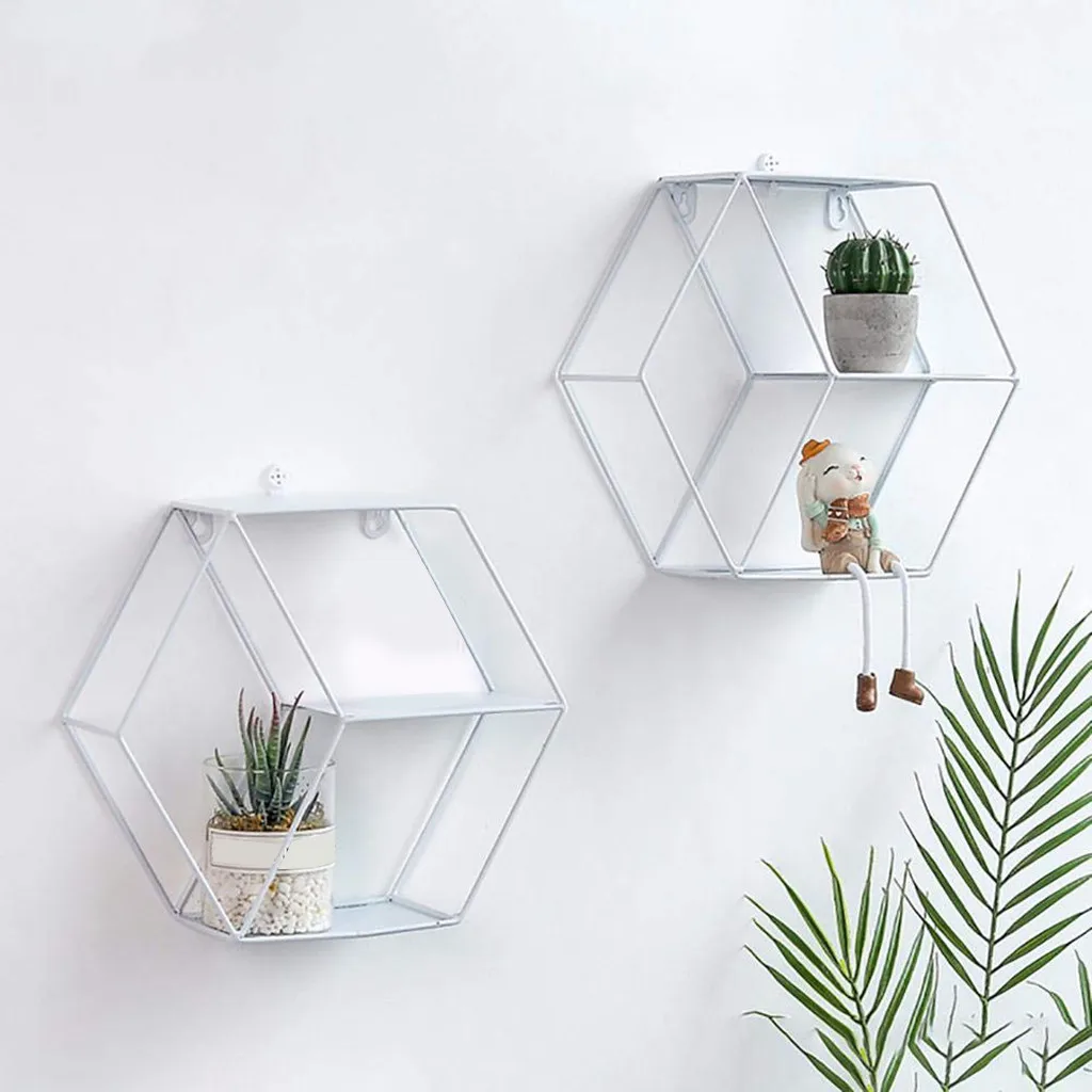 Шестигранная Геометрическая рама для хранения железные сетки настенная полка