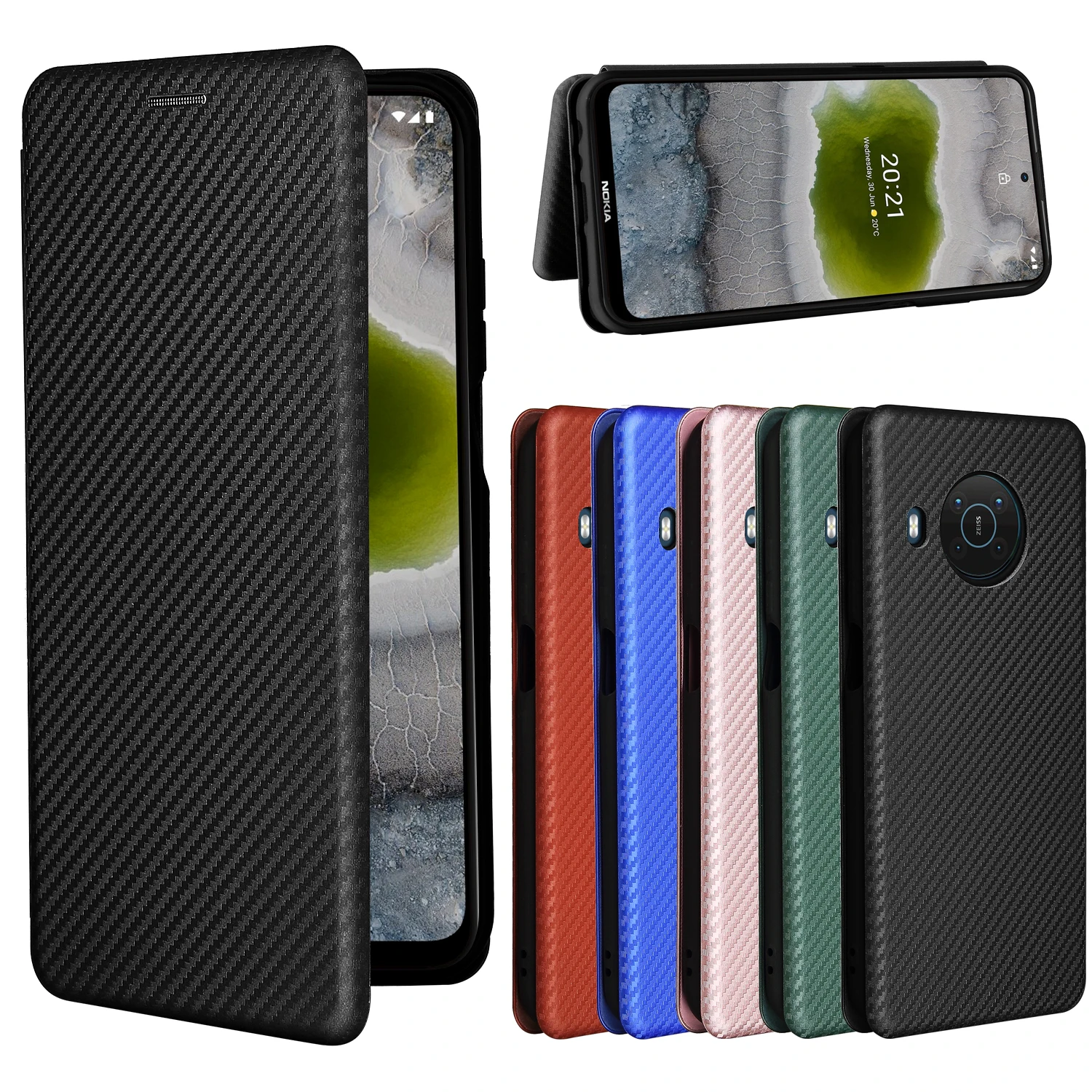 Кожаный чехол-книжка из углеродного волокна для Nokia X10 X20 X 10X20 NokiaX10 NokiaX20 - купить по