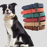 1pc dog collar pu leather adjustable pet solid color puppy collar comfortable pets supplies accessories