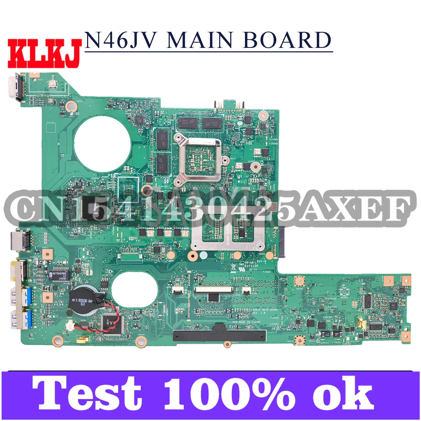 

KLKJ N46JV Laptop Motherboard For ASUS N46J N46JK N46JX Original Mainboard I7-4700HQ GT750M-2GB