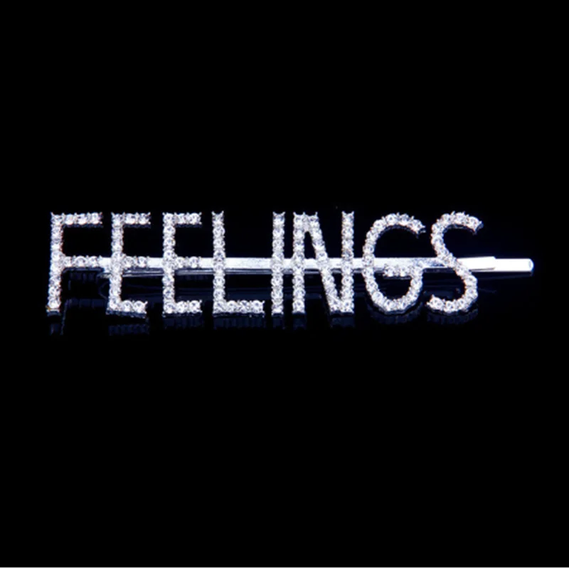 FEELINGS Стразы StoneFans, заколки для волос с буквами, заколки для волос, для женщин, заколки для волос с кристаллами, свадебные украшения для волос, подарок - Окраска металла: FEELINGS