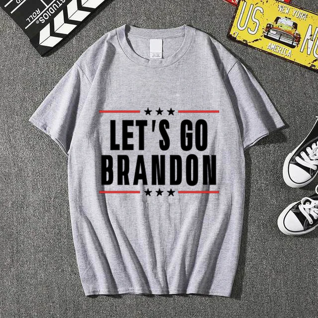 

Хлопковая футболка высокого качества, летние топы с коротким рукавом и принтом Let's Go, Брэндон, однотонная повседневная одежда для пар, Пляжн...