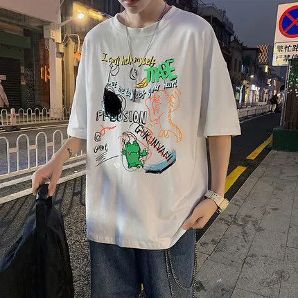 

Men's short sleeve t-shirt summer trend handsome casual half sleeve 3211