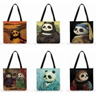 Забавная сумка с принтом панды, Женская Повседневная Сумка-тоут, женская сумка на плечо, складная сумка для покупок, модные пляжные сумки, женские сумки