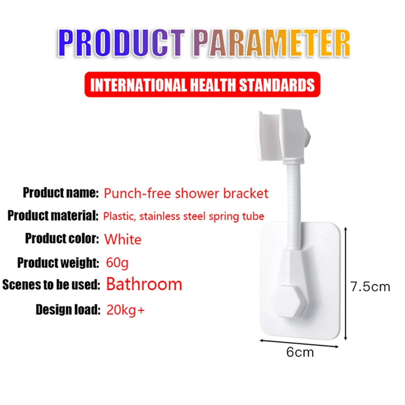 

Fashion Movable Bracket Powerful Suction Shower Seat Chuck Holder Strong Attachable Shower Head Holder Bathroom Accessory