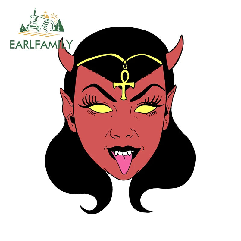 

EARLFAMILY, 13 см X 10,4 см, наклейки для девушек-дьявола, водостойкие, наклейка на ветровое стекло, мотоцикл, ствол, окклюзия, царапина, пользовательс...