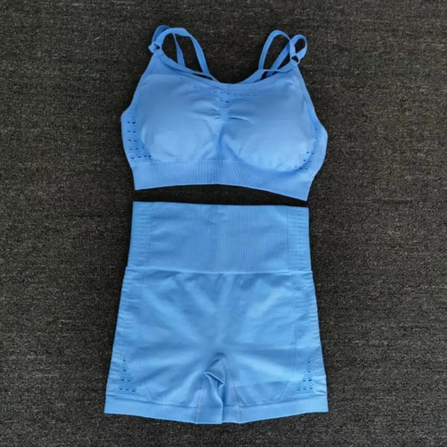 Новейший женский летний бесшовный комплект для йоги спортивные костюмы фитнеса