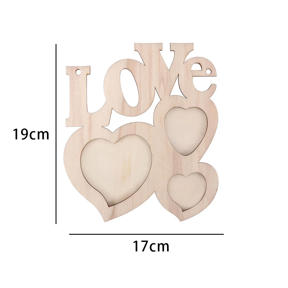 Деревянная фоторамка сделай сам в форме сердца прочная мини семейная