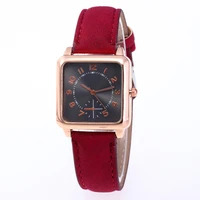 luxury ladies watch simple read arabic numerals red leather strap square watch for women wrist watch women quartz watches gift