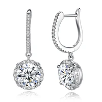 szjinao 925 sterling silver 2 carat 8mm total 4ct drop earrings women wedding moissanite diamond certified luxury jewelry trendy