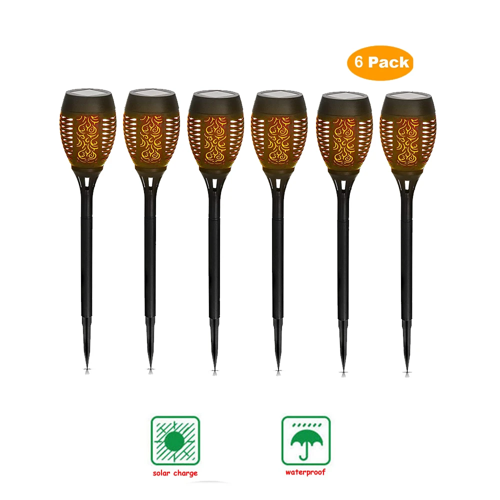 

6 pcs LED Solar Flame Light Lamp Flickering Waterproof Garden Decoration Landscape Lawn Lamp Path Lighting Torch Outdoor Spotlig