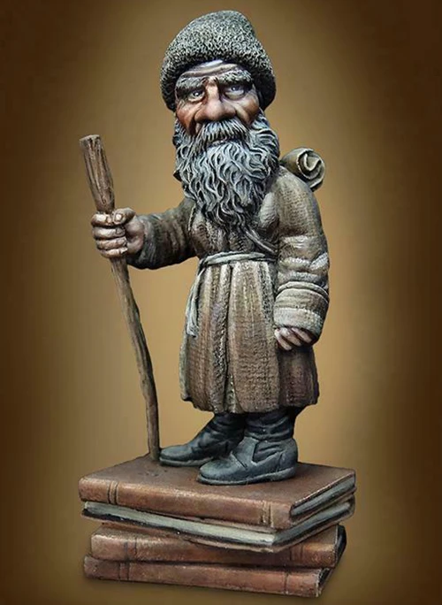1/32 54 мм древний человек с длинными усами модельная фигурка из Смолы Миниатюрная gk