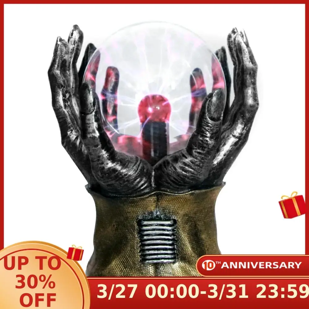 Сжимающая плазменный шар скелет руки статуя Сенсорная лампа ответ череп Holloween