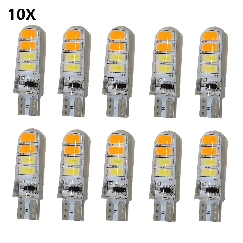

10pcs Two Color Flash Automobile LED Lamp T10 5630 8smd Double Color Flash Lamp T10 Silicone Lamp Bulb Car Accessories