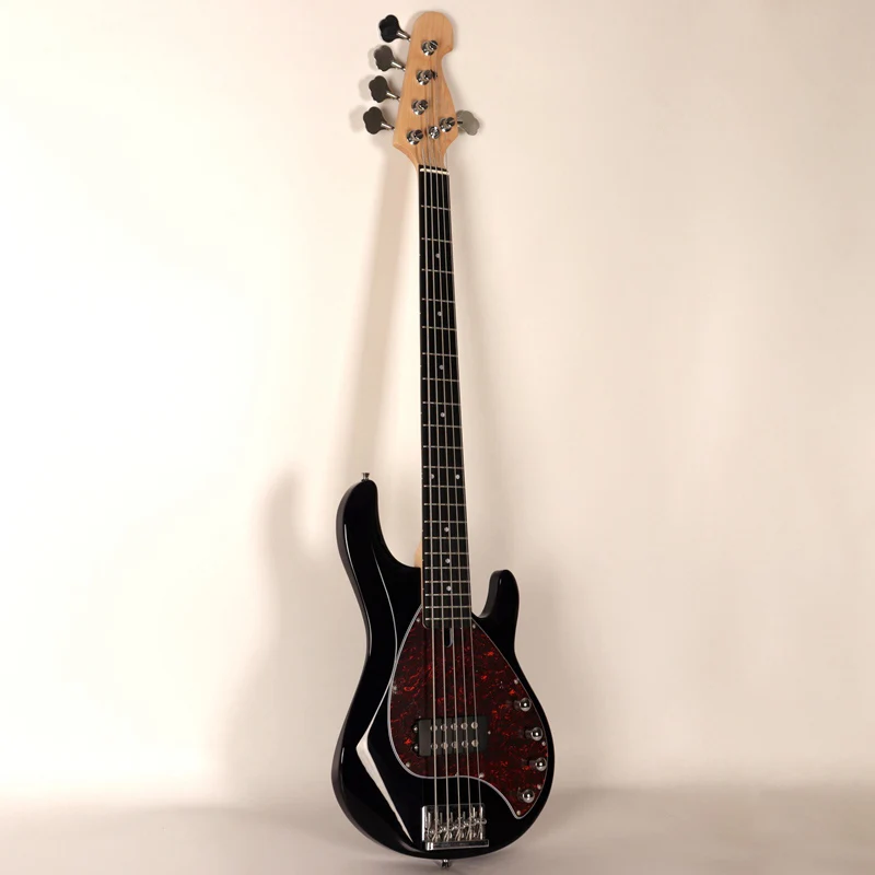 only guitar Черный цвет заводская 5 струнная электрическая бас-гитара высокого качества с бесплатной сумкой 21 лад глянцевый лак липа тело гитара - Цвет: only guitar