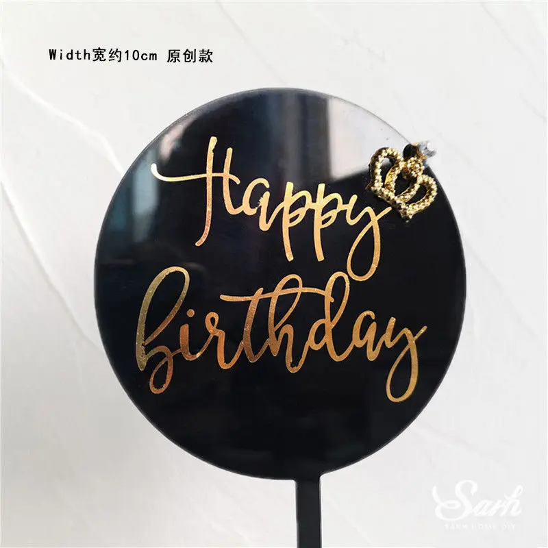 2pc crown birthday B 2 шт., золотой, черный, с надписью «Happy Birthday», «Oh Baby», крючок, топпер для торта, для выпечки, вечерние украшения, подарки на день Святого Валентина, юбилей, любовь - Цвет: 2pc crown birthday B
