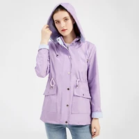 women windproof waterproof cycling jacket bicycle long sleeve solid color windbreaker fashion bike coat with removable hat hot