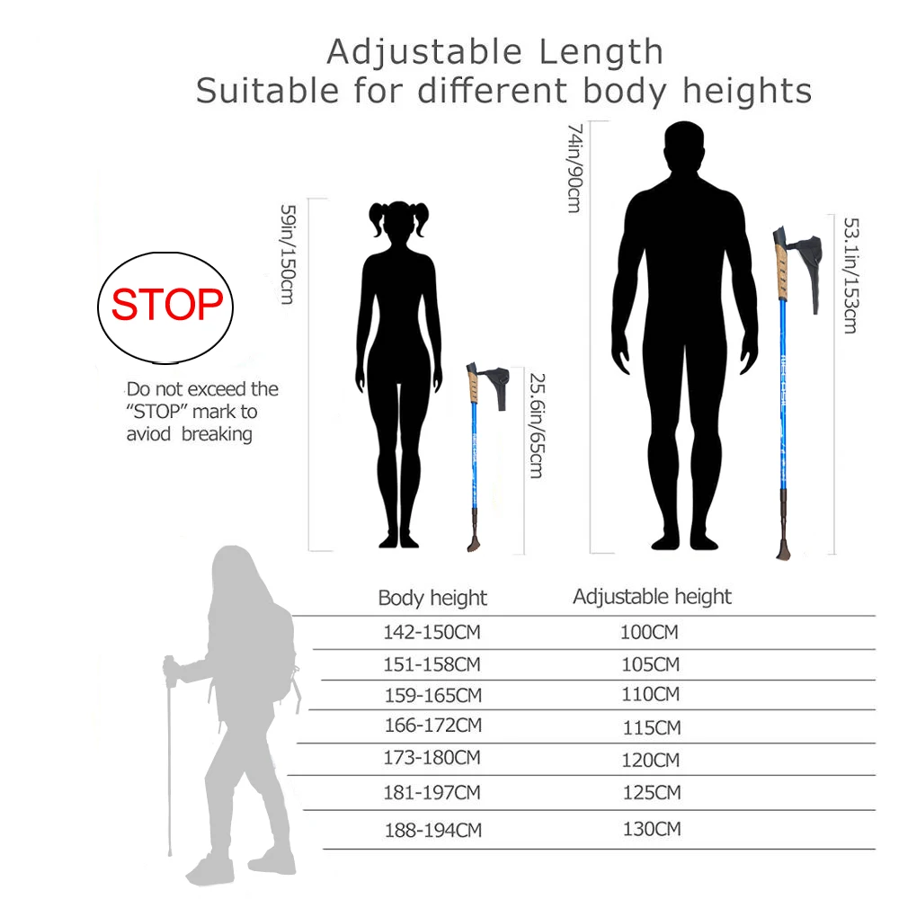 2 шт./лот Палки для скандинавской ходьбы, кемпинга и пеших походов, из алюминия, регулируемые, телескопические, альпийские походные палки для ходьбы.
