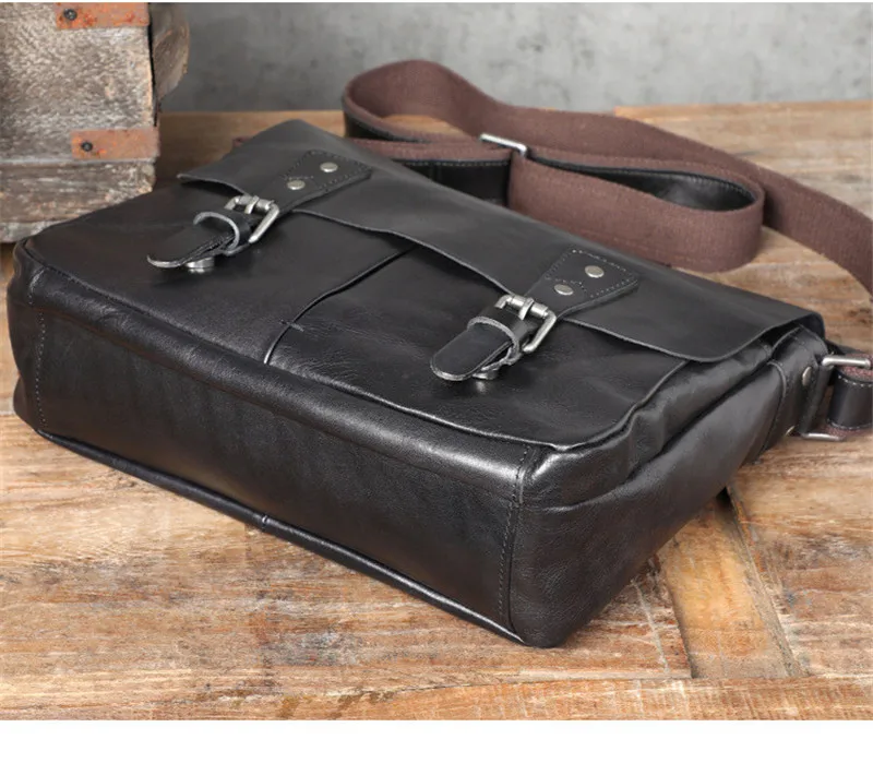 Casual men's genuine leather briefcase first layer cowhide portable bag mail bag daily shoulder messenger bag document bag