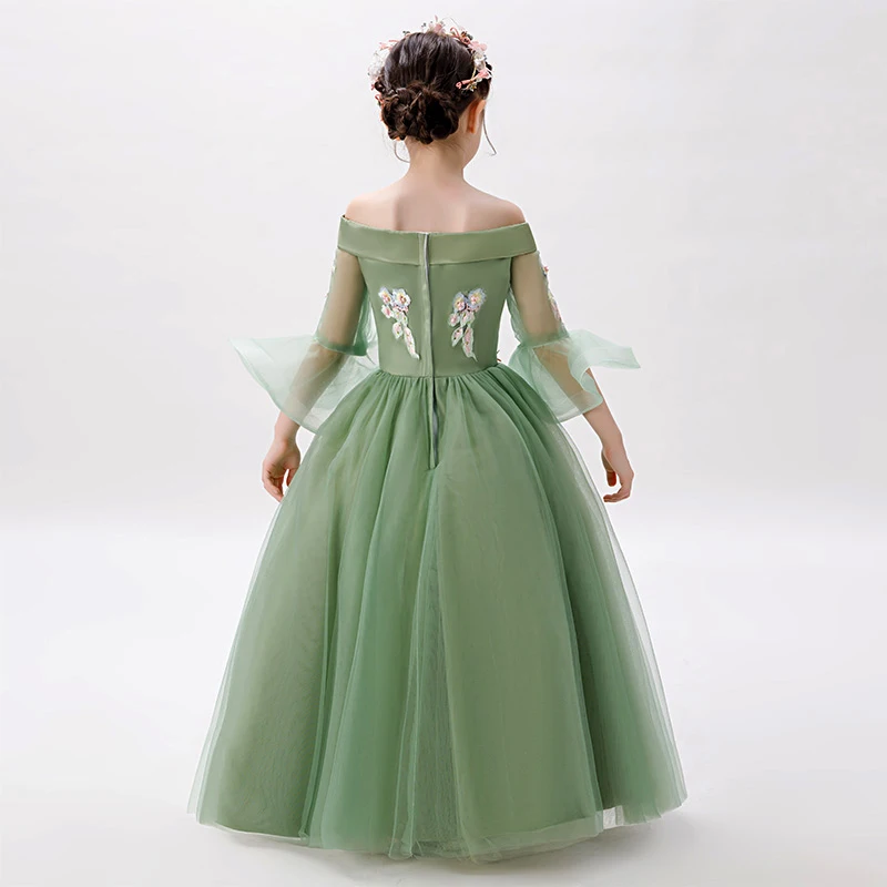 Flower First Communion Lace Princess Girl Dress Baby Wedding Evening Long Elegant Party Costume Kids For Girls | Свадьбы и торжества