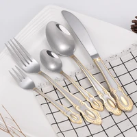 5 sets of 30 pieces court vintage carved western food stainless steel knife and fork spoon