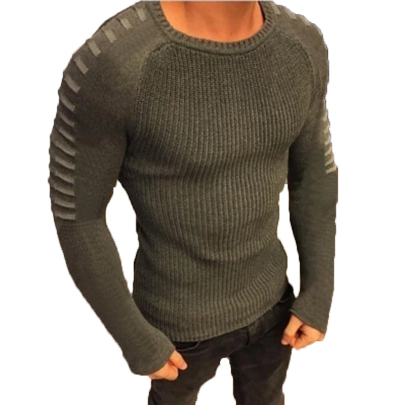 

Sueter Masculino/осенний облегающий вязаный свитер с длинными рукавами и круглым вырезом для мужчин; Повседневный черный и белый пуловер в стиле пэ...