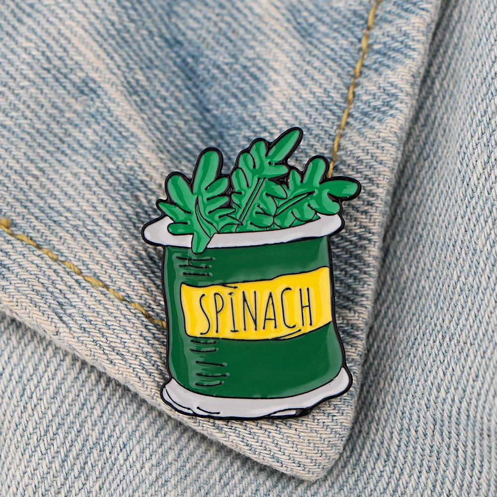 

20pcs/lot G1306 1Pcs Spinach Vegetables Metal Brooches Enamel Badges Lapel Pin For Kids Women Men Brooches For Backpacks Shirt