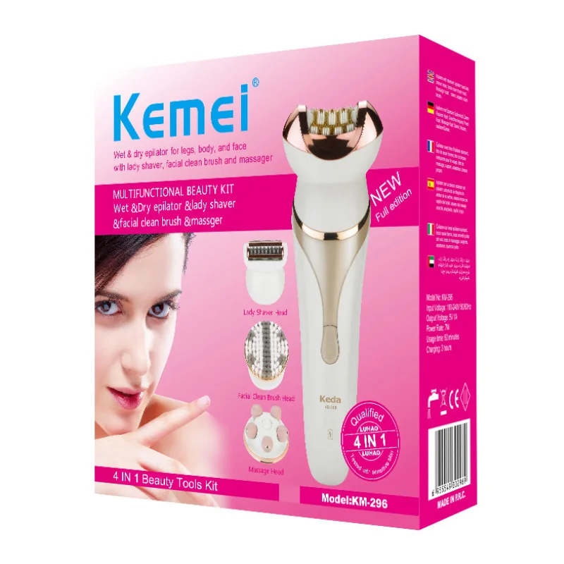 

Electric Epilator Hair Removal trimmer 4 in1 Depilator Rechargeable Women Lady's Shaver Female Shaver Foot Skin Care Massage