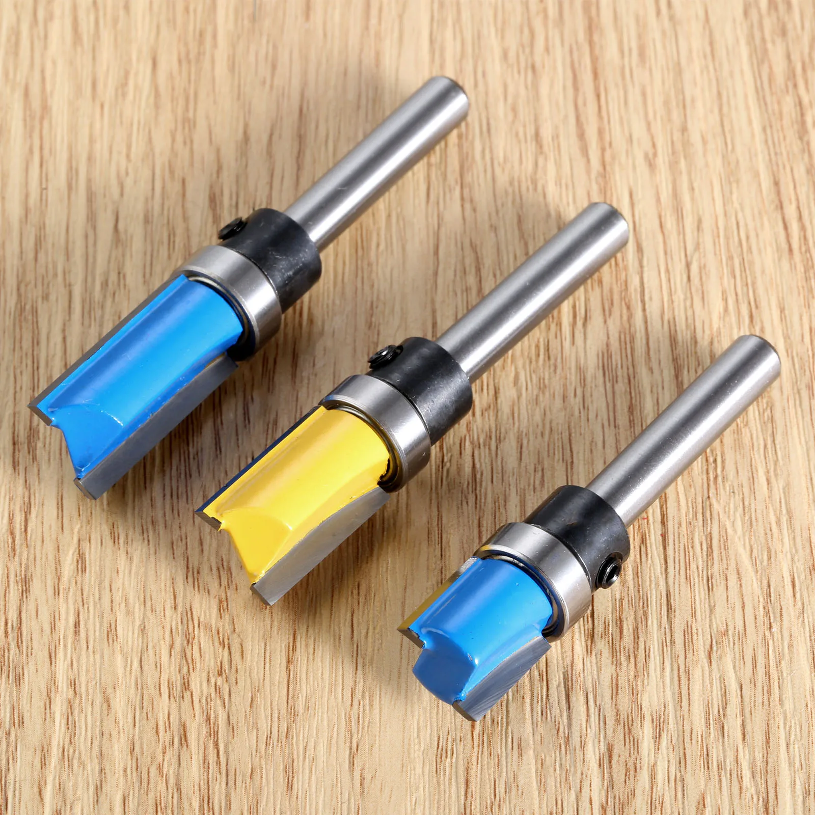 3Pcs 1/4'' Shank Flush Trim Router Bit Top &amp Bottom Bearing Woodworking Milling Cutter Wood Drilling for Carbide Carpenter Tools |